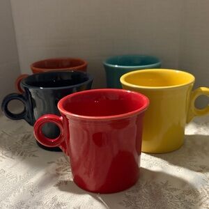 Set of 5 Fiesta round handled mugs